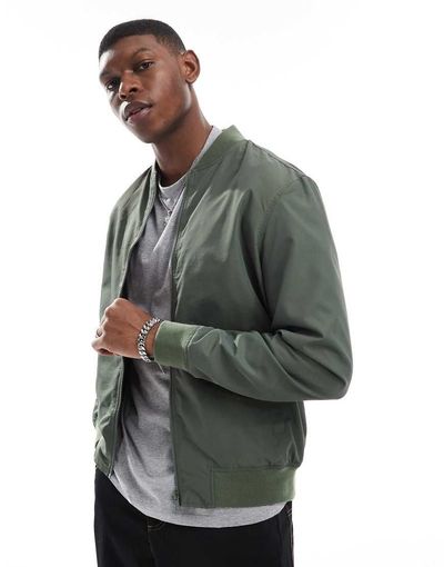 ASOS DESIGN ASOS DESIGN lightweight bomber jacket in khaki-Green