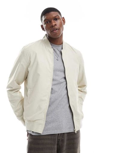 ASOS DESIGN ASOS DESIGN lightweight bomber jacket in stone-Neutral