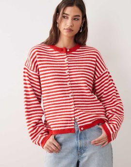 ASOS DESIGN ASOS DESIGN lightweight relaxed cardigan in red and white stripe