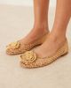 ASOS DESIGN ASOS DESIGN Lilypad weave ballet flats with crochet flower-Neutral - 1