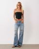 ASOS DESIGN ASOS DESIGN linen bandeau scarf top with shirred back in black - 2