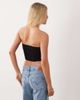 ASOS DESIGN ASOS DESIGN linen bandeau scarf top with shirred back in black - 3