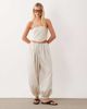 ASOS DESIGN ASOS DESIGN linen bandeau scarf top with shirred back in stone-White - 2