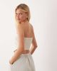 ASOS DESIGN ASOS DESIGN linen bandeau scarf top with shirred back in stone-White - 4