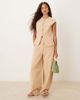 ASOS DESIGN ASOS DESIGN linen blend cap sleeve vest in neutral - 2