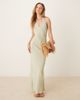 ASOS DESIGN ASOS DESIGN linen blend halter maxi dress in sage green - 1