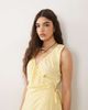 ASOS DESIGN ASOS DESIGN linen blend halter wrap mini dress in buttermilk-Yellow - 1