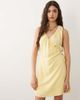 ASOS DESIGN ASOS DESIGN linen blend halter wrap mini dress in buttermilk-Yellow - 4