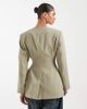 ASOS DESIGN ASOS DESIGN linen blend round neck blazer in cream polka dot print-Green - 4