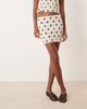 ASOS DESIGN ASOS DESIGN linen blend shirred mini skirt in polka dot-Multi - 4