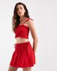 ASOS DESIGN ASOS DESIGN linen blend shirred waist mini skirt in red - part of a set - 3