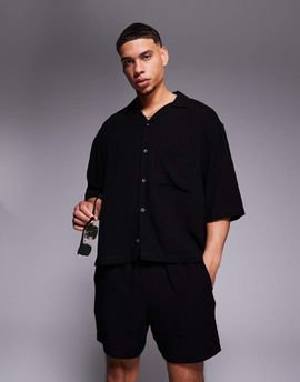 ASOS DESIGN ASOS DESIGN linen blend shorts in mid length in black