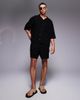 ASOS DESIGN ASOS DESIGN linen blend shorts in mid length in black - 2