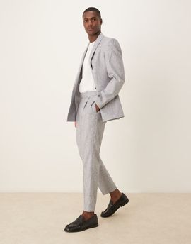 ASOS DESIGN ASOS DESIGN linen blend tapered suit pants in blue stripe