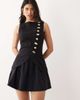 ASOS DESIGN ASOS DESIGN linen blend vest mini dress with poplin skirt in black - 1