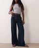 ASOS DESIGN ASOS DESIGN linen blend wide leg pants with pleated detailing in navy - 1