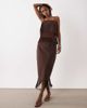 ASOS DESIGN ASOS DESIGN linen look fringe pencil skirt in chocolate-Brown - 1
