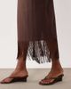 ASOS DESIGN ASOS DESIGN linen look fringe pencil skirt in chocolate-Brown - 2