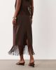 ASOS DESIGN ASOS DESIGN linen look fringe pencil skirt in chocolate-Brown - 3