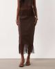 ASOS DESIGN ASOS DESIGN linen look fringe pencil skirt in chocolate-Brown - 4