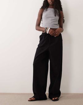ASOS DESIGN ASOS DESIGN linen look pull on pants in black