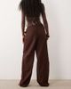 ASOS DESIGN ASOS DESIGN linen look pull on pants in chocolate-Neutral - 3