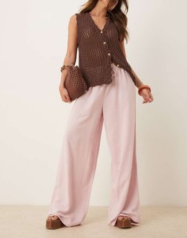 ASOS DESIGN ASOS DESIGN linen look pull on pants in dusty pink