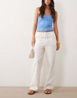 ASOS DESIGN ASOS DESIGN linen look pull on pants in off white