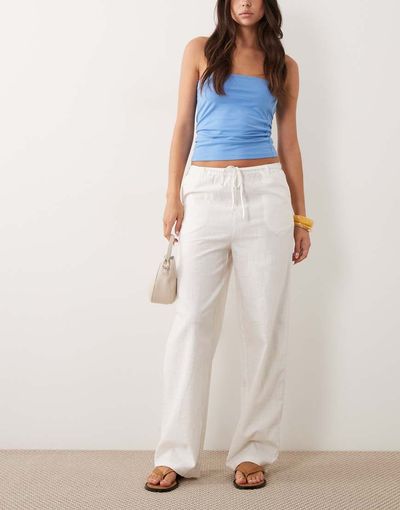 ASOS DESIGN ASOS DESIGN linen look pull on pants in off white