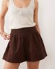 ASOS DESIGN ASOS DESIGN linen look pull on shorts in chocolate-Neutral - 1