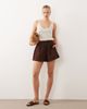 ASOS DESIGN ASOS DESIGN linen look pull on shorts in chocolate-Neutral - 2