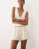 ASOS DESIGN ASOS DESIGN linen look pull on shorts with lace trim in ivory-White - 2