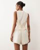 ASOS DESIGN ASOS DESIGN linen look pull on shorts with lace trim in ivory-White - 3