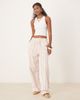 ASOS DESIGN ASOS DESIGN linen look pull on tapered trousers in mink stripes-Multi - 1