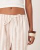 ASOS DESIGN ASOS DESIGN linen look pull on tapered trousers in mink stripes-Multi - 2