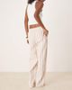 ASOS DESIGN ASOS DESIGN linen look pull on tapered trousers in mink stripes-Multi - 3