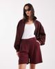 ASOS DESIGN ASOS DESIGN linen look relaxed dad shorts in burgundy-Navy - 2