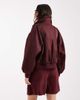 ASOS DESIGN ASOS DESIGN linen look relaxed dad shorts in burgundy-Navy - 4