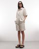 ASOS DESIGN ASOS DESIGN linen look relaxed dad shorts in natural stripes-Neutral - 1