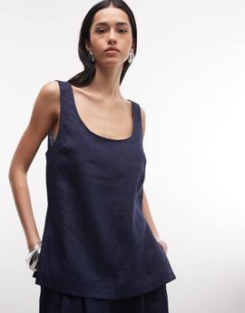 ASOS DESIGN ASOS DESIGN linen look shell top in navy