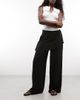 ASOS DESIGN ASOS DESIGN linen look straight leg pants with skirt detailing in black - 1