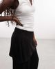 ASOS DESIGN ASOS DESIGN linen look straight leg pants with skirt detailing in black - 4