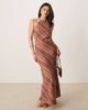 ASOS DESIGN ASOS DESIGN linen racer maxi sundress in brown stripe-Multi - 1