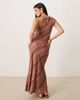 ASOS DESIGN ASOS DESIGN linen racer maxi sundress in brown stripe-Multi - 4