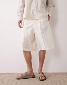 ASOS DESIGN ASOS DESIGN linen rich oversized bermuda dress shorts in white