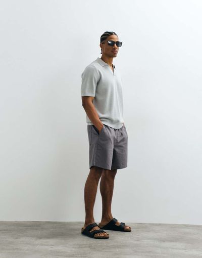 ASOS DESIGN ASOS DESIGN linen wide mid length short in gray