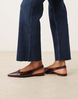 ASOS DESIGN ASOS DESIGN Linford slingback ballet flats in burgundy sequins-Gold