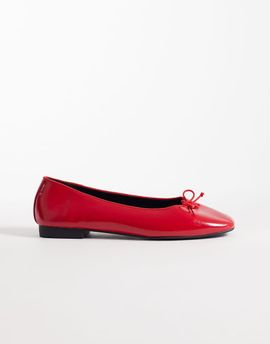 ASOS DESIGN ASOS DESIGN Lion bow ballet flats in red