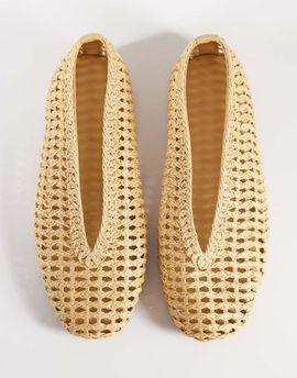ASOS DESIGN ASOS DESIGN Lioness woven ballet flats in natural-Neutral