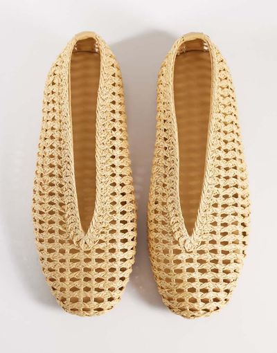 ASOS DESIGN ASOS DESIGN Lioness woven ballet flats in natural-Neutral